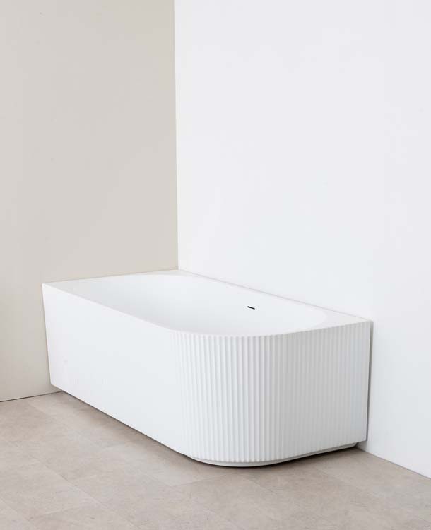 Baignoire d'angle Chris mat blanc nervurée gauche 170x80cm