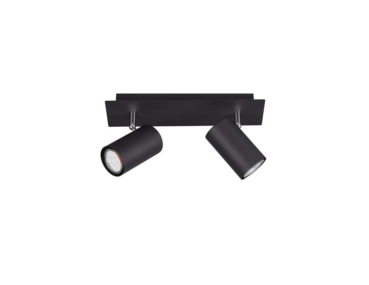 Opbouwspot zwart mat excl lamp LED mogelijk 2 spots
