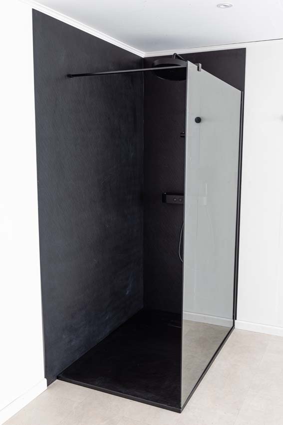 Douchewandbekleding Milo Slate set 91,4 + 152,4 x 243,8cm mat zwart