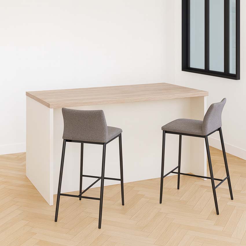 Îlot de cuisine Plenti blanc/look de chêne 154,5cm