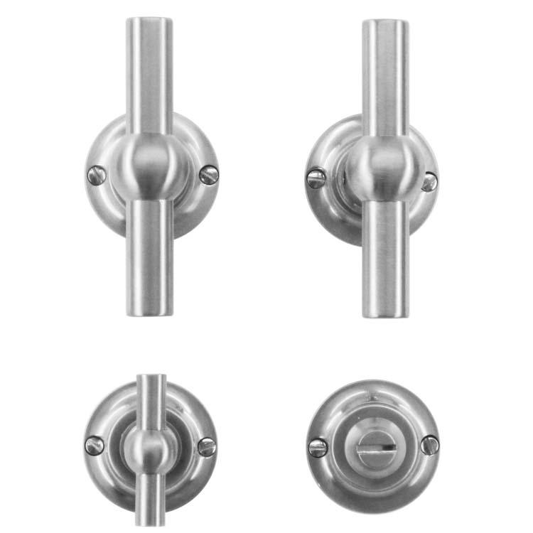 Deurkruk pro pienza nieuw model T+T inox look met WC-slot
