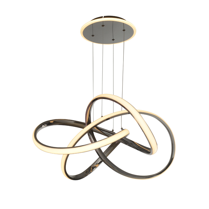 Suspension - noir/chrome - Ø65x150cm - dimmable - LED - 1x56W - 3000K