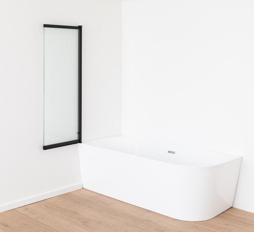 Pare-baignoire Unna verre/noir mat extensible 100x145cm