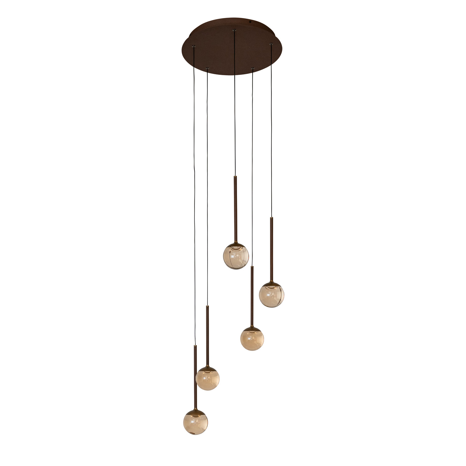 Lucide Premium Calina - Hanglamp - Ø41,9cm - LED Dimb. - CCT - 5X8,2W 2200K/3300K - Met vervangbare LED-module - Amber