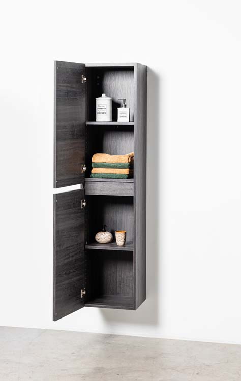 Armoire colonne Dotan chêne foncé suspendue 185x40x32cm