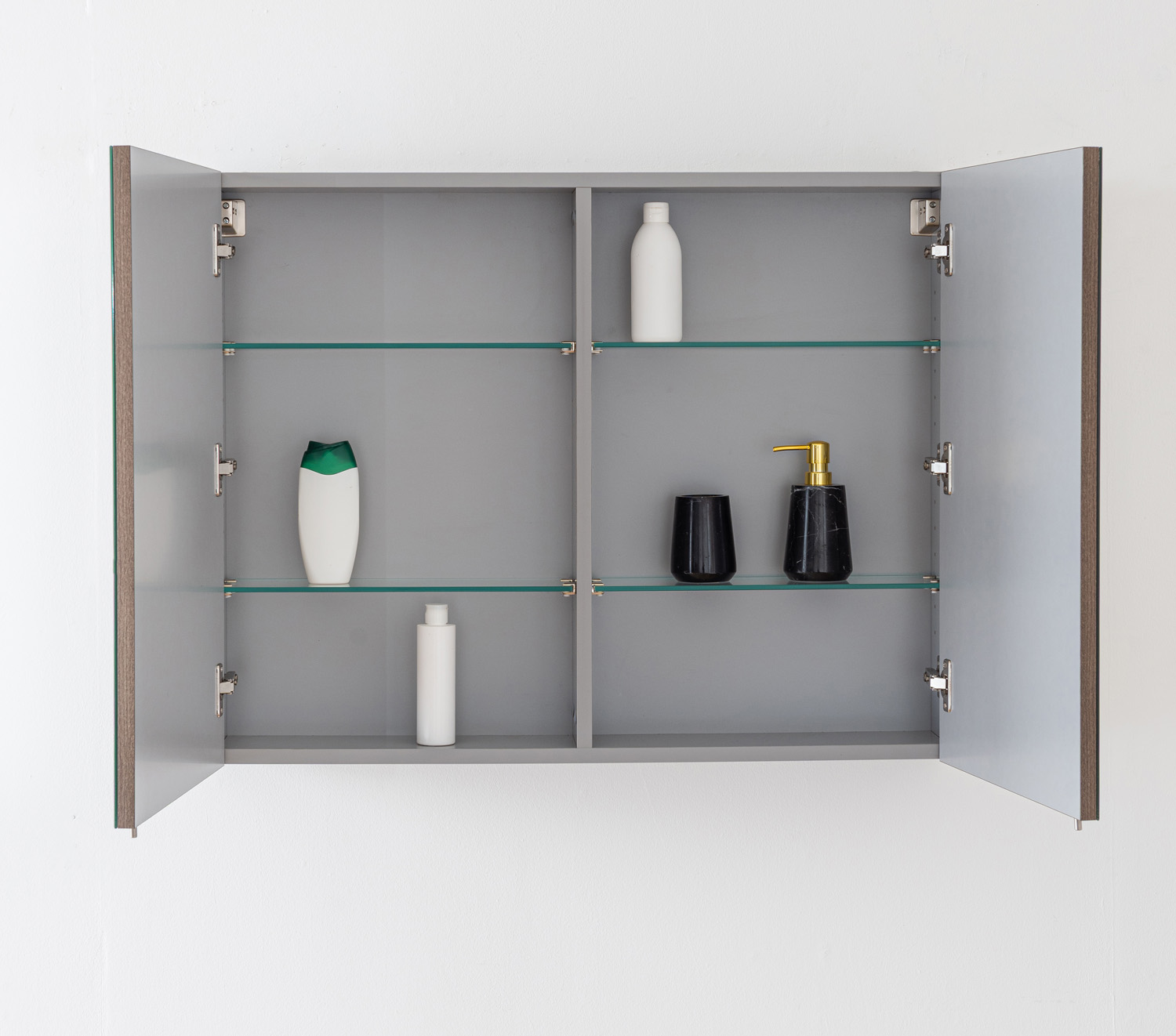 Armoire de toilette Tarik rectangulaire avec portes miroir double face chêne ambré 90x70cm