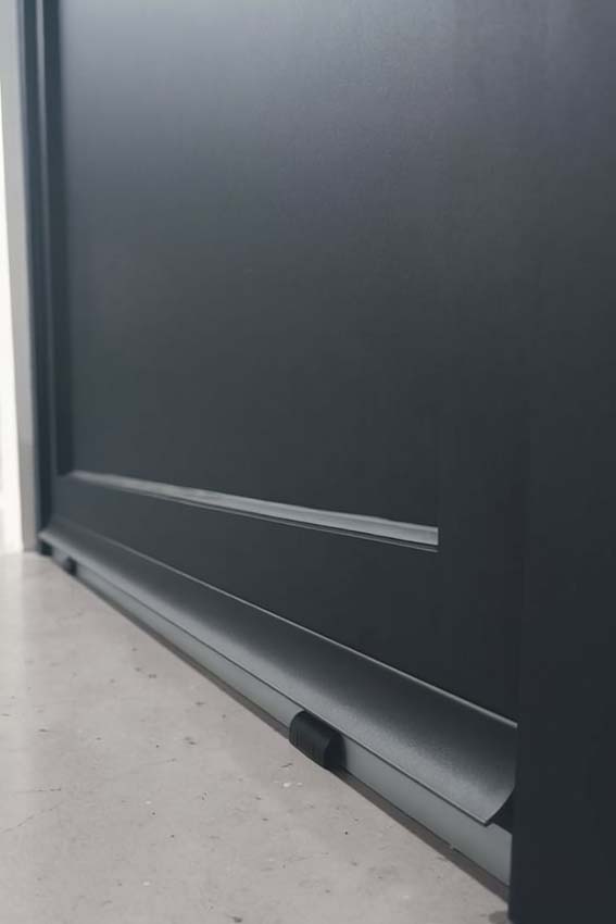 Porte extérieure Tavira semi-vitrée aluminium verre clair anthracite sur mesure poussant gauche