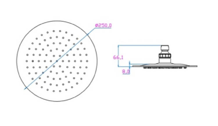 Douchekop Tammy rond RVS chroom 25cm