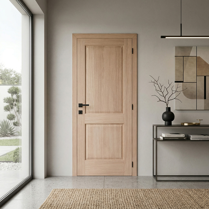 Porte intérieure complète Chambord placage chêne 201,5x93cm âme tubulaire réversible + châssis 40cm