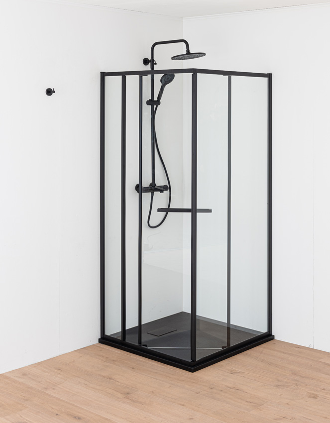 Douchehoek Ares mat zwart 90x90x190cm