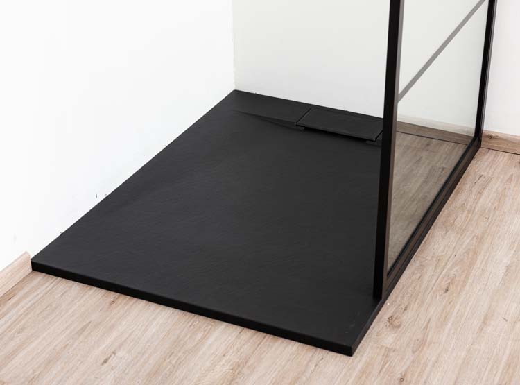 Paroi de douche Ugo profile noire 100x200cm avec barre