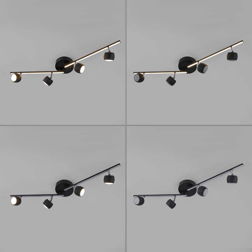 Spot plafond - noir - 13x75cm - dimmable - 4x5,35W - 3000K