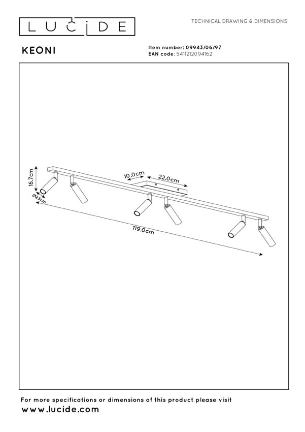 Lucide Essential Keoni - Spot de plafond - 6xG9 - Café