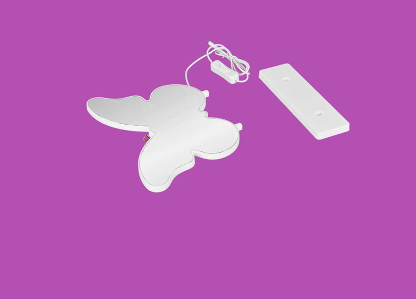 Applique murale papillon - blanc - LED - 1x2,5W - 3000K - interrupteur à câble - USB