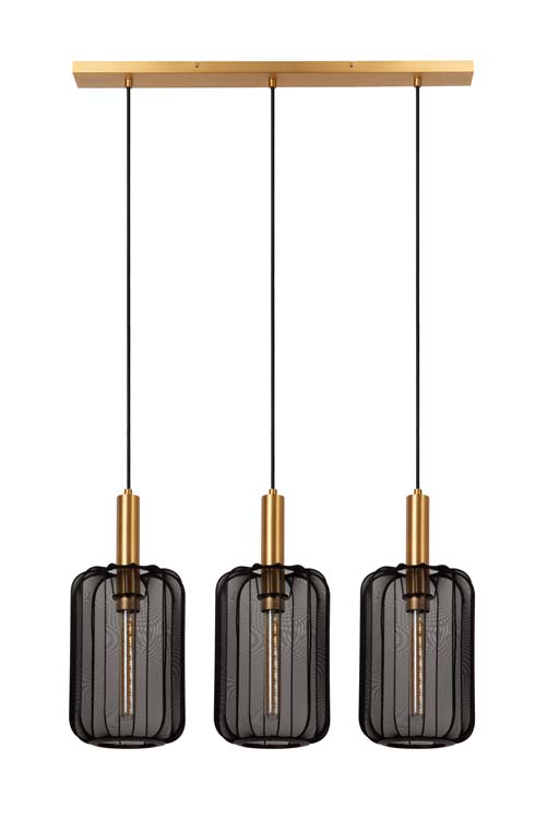 Hanglamp - zwart/goud - dimbaar - 3xE27 - 40W