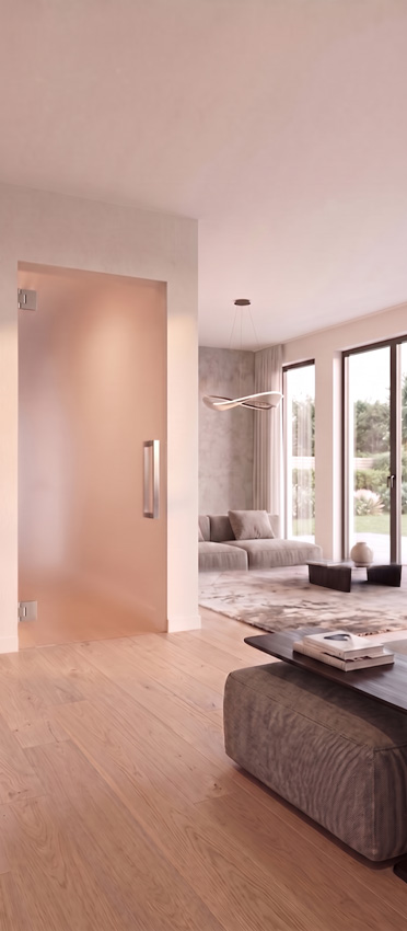 Porte intérieure vitrée complète Skyline Night mat 78x201cm poignée carrée inox + charnières