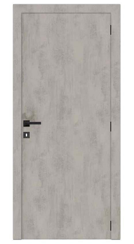 Porte intérieure complète Industrial gris béton 201,5x93cm tubulaire réversible + châssis 17cm