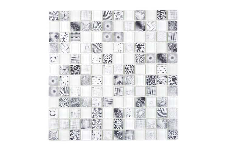 Mosaïque verre mix super blanche 29,8 x 29,8 cm