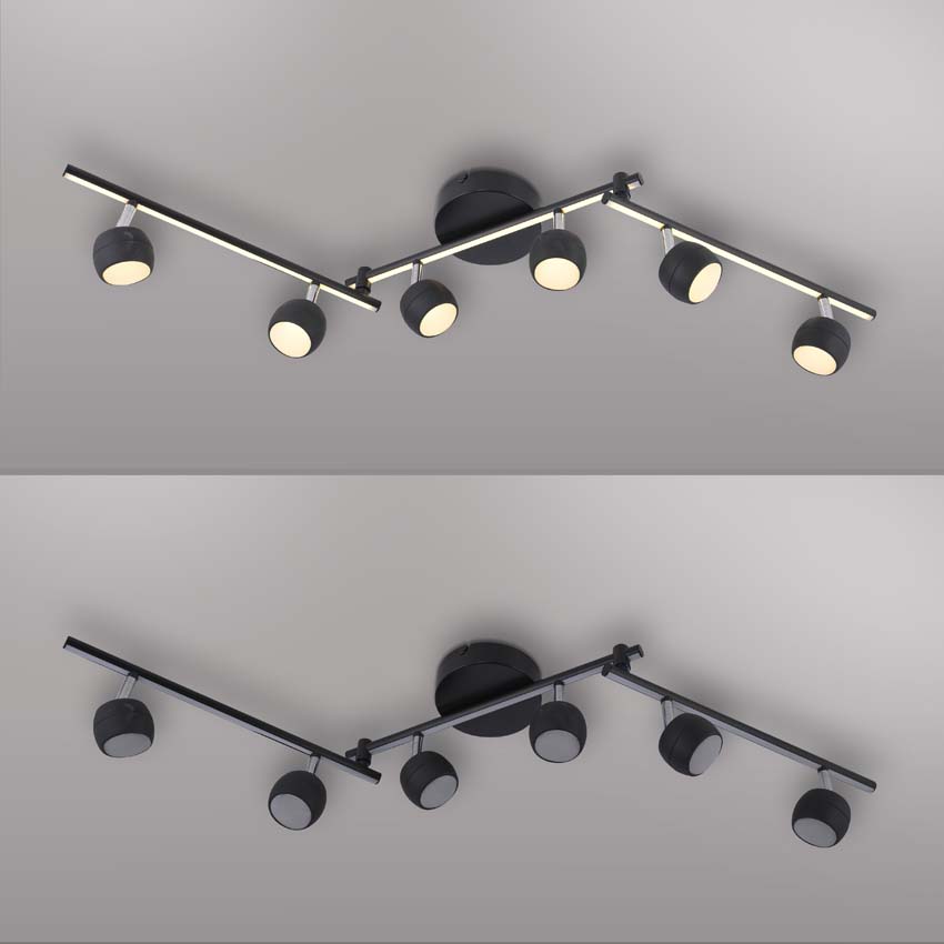 Spot plafond - noir - 40,5-111cm - dimbaar - 6x5,53W - 3000K