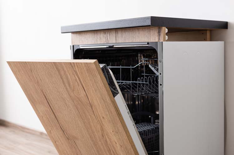 Armoire de cuisine Plenti avec panneau pour lave-vaisselle noir/aspect bois 59,6x74,4cm