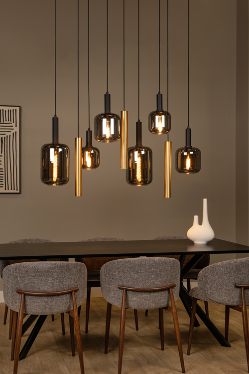 Suspension - laiton - H150cm - 6xE27 - ampoule non incluse