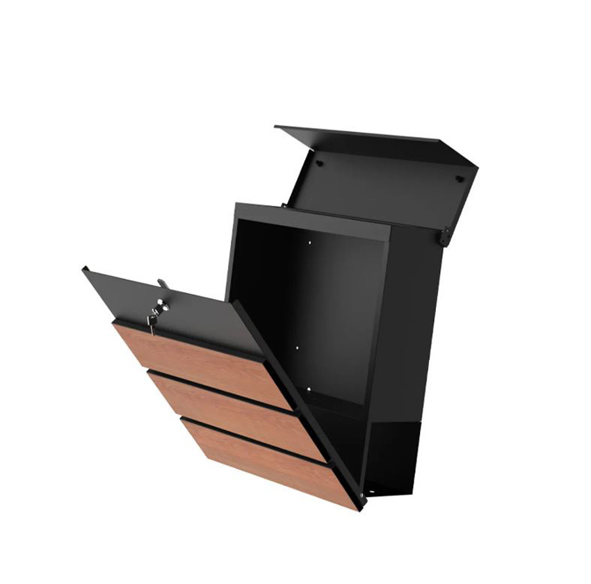 Boîte aux lettres Malika bois/noire avec porte-journaux