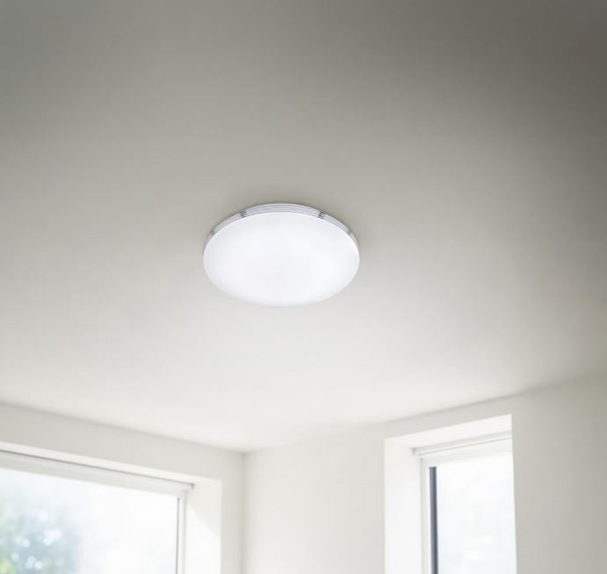 Plafonnier - blanc/chrome - Ø35cm - LED - 1x18W - 3000K - IP44