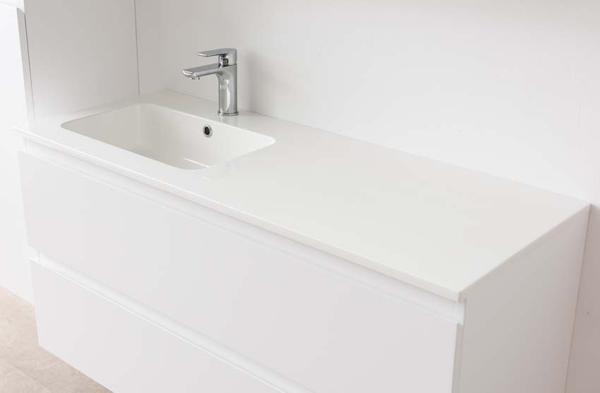 Badkamermeubel Tibo wit met enkele wastafel glanzend wit 120cm