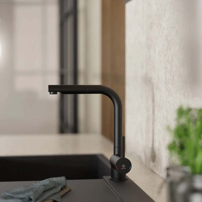 Robinet de cuisine Wasserwerk WK 4 Pro noir mat avec bec extractible