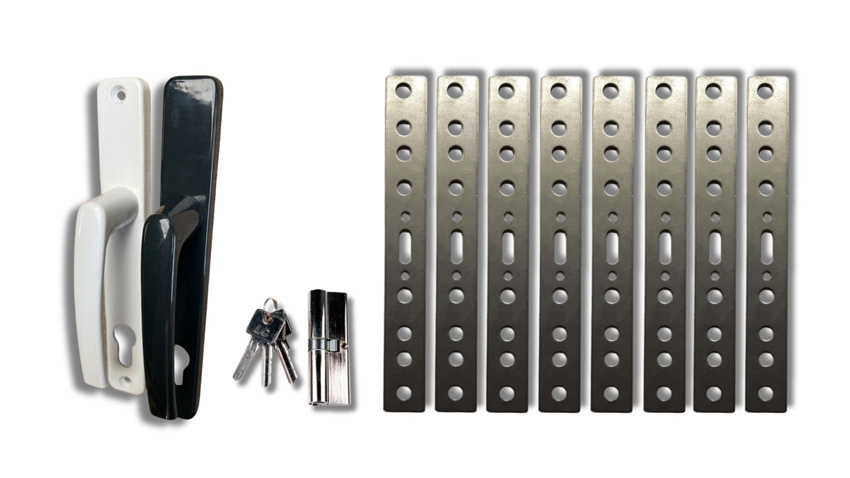 Toebehoren compleet PVC buitendeuren halfglas antraciet/wit