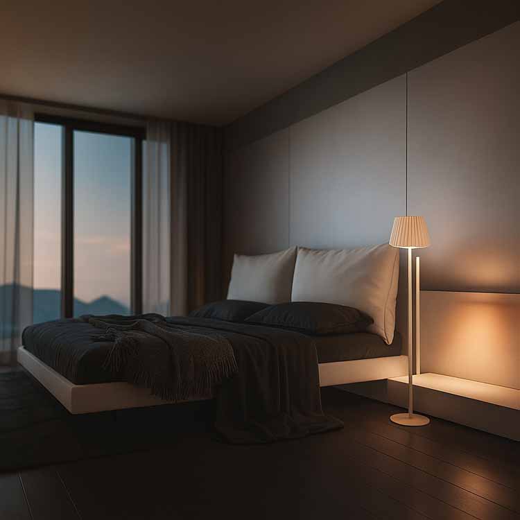 Staande lamp Norita - beige - 124cm - dimbaar - LED - 4.2W - 2700K - IP44 - USB