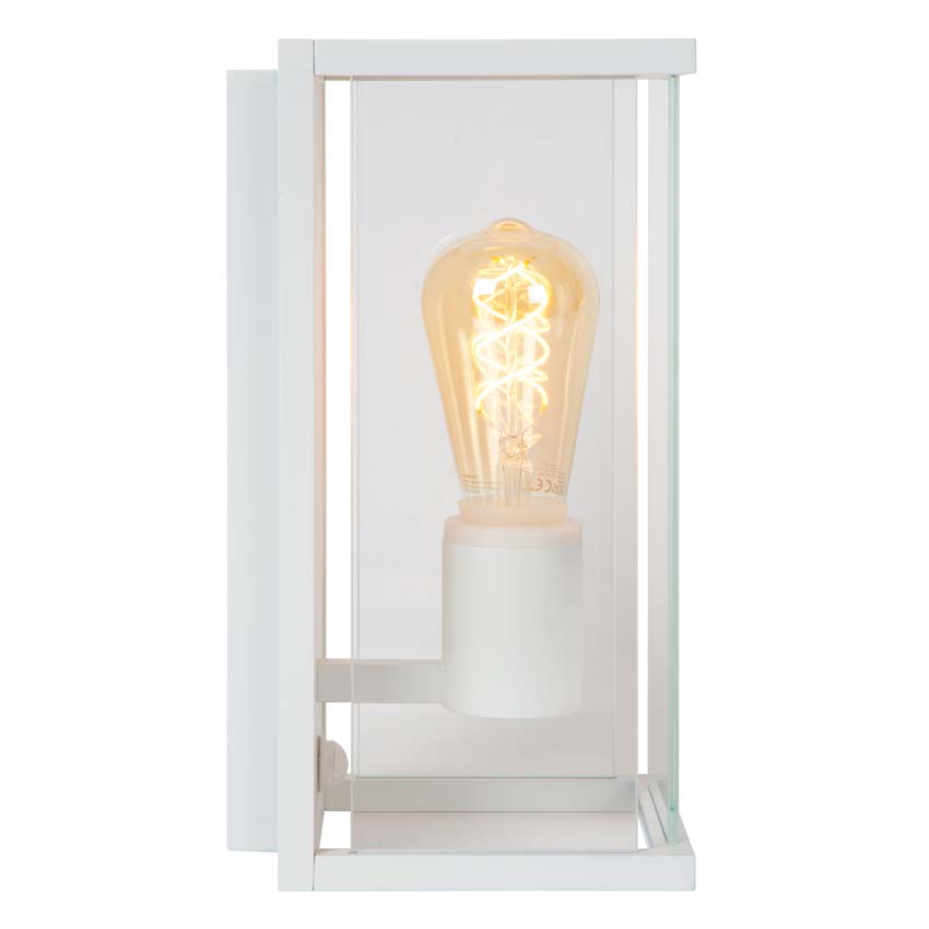 Lucide CLAIRE - Wandlamp Binnen/Buiten - 1xE27 - IP54 - Beweging & dag/nacht sensor - Wit