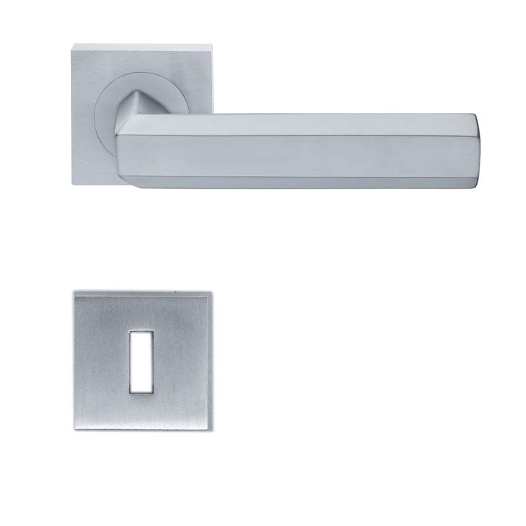 Poignée de porte siena chrome brossé rosace barbe