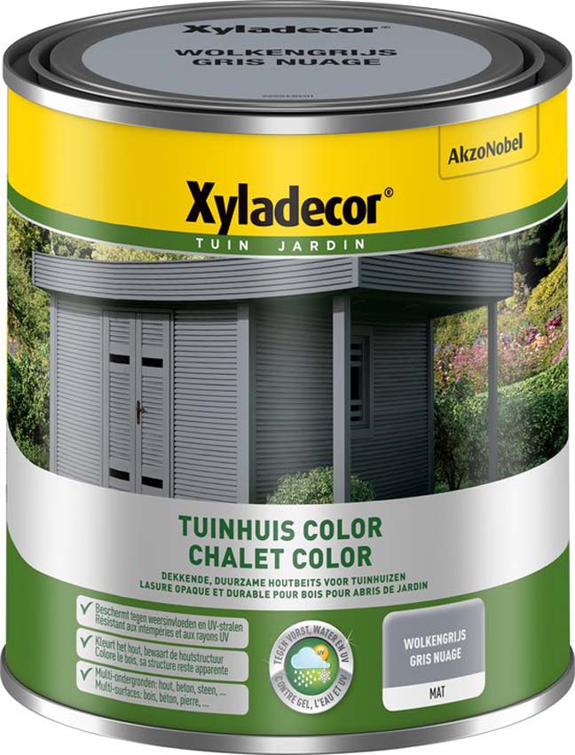 Houtbeits tuinhuis Xyladecor wolkengrijs 1L