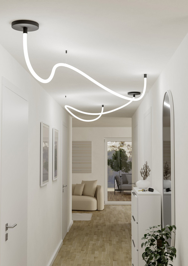 Suspension - noir/blanc - L400xØ2,2cm - LED - 1x24W - 4000K