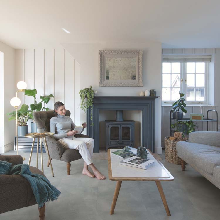 Sol vinyle Quick-Step Illume dalle 6mm air douce bleu 85,6x42,8cm avec sous-couche