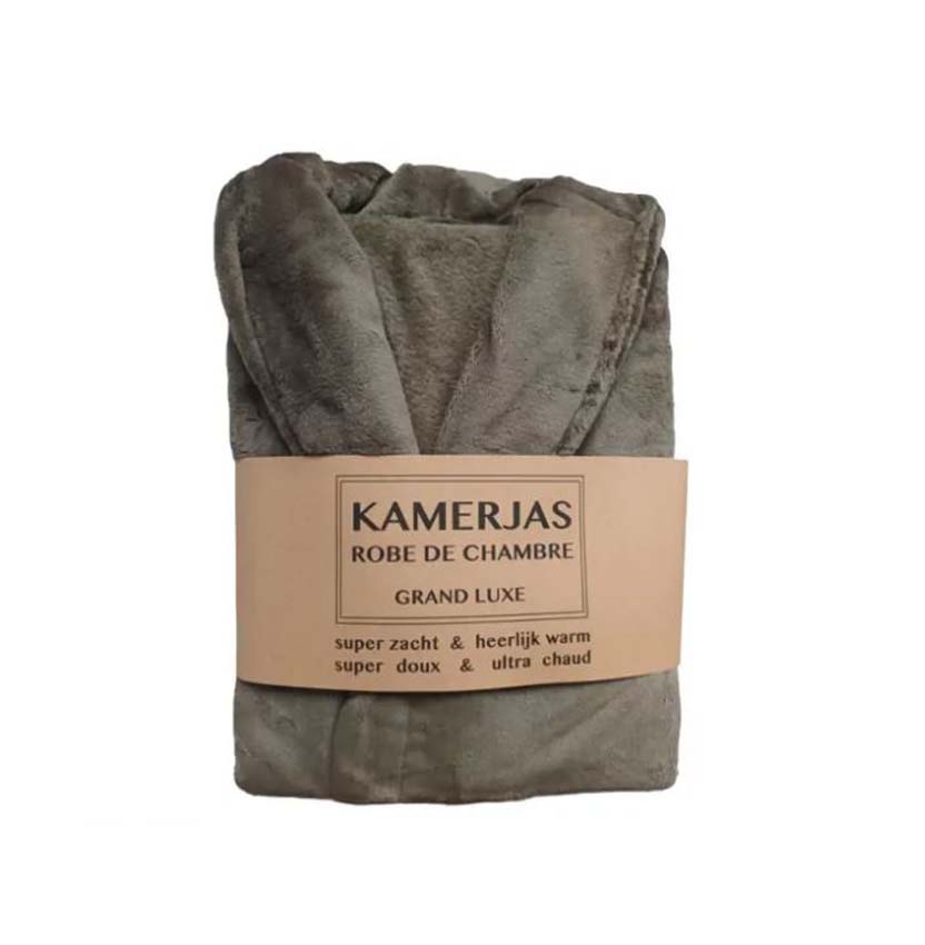 Robe de chambre microfibre taupe S/M