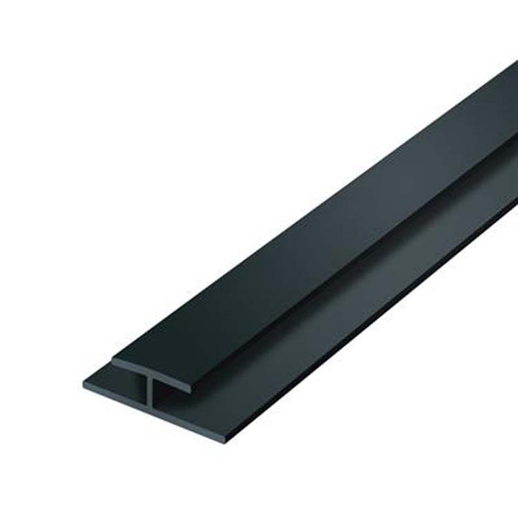 H profiel pvc zwart voor pvc tegel 27x4x15x2600mm dikte 1 mm