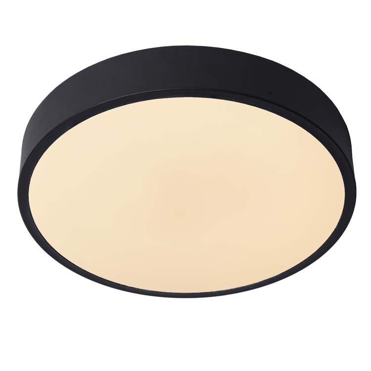 Lucide UNAR - Plafonnier - Ø 30 cm - LED Dim. - 1x18W 2700K - 3 StepDim - Noir