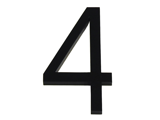 Numéro de maison 4 en PVC noir 9cm avec bande adhésive