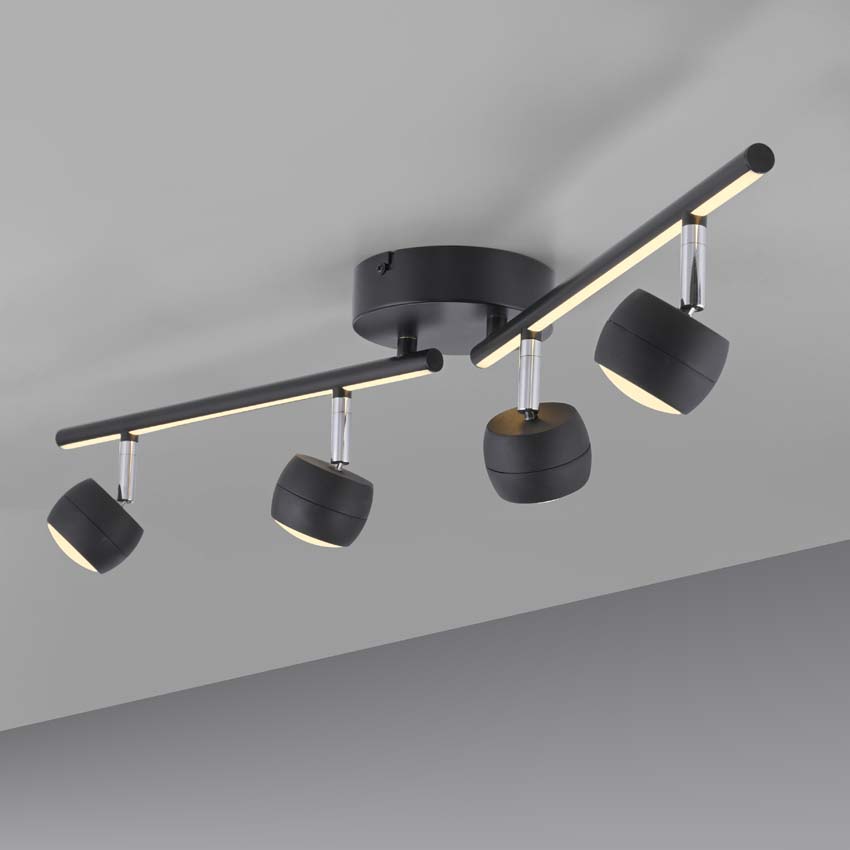 Spot plafond - noir - 13x75cm - dimmable - 4x5,35W - 3000K