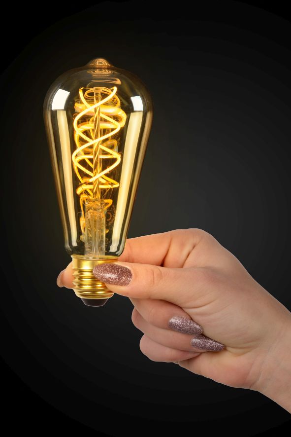 LED Bulb - Ampoule filam - Ø 6,4 cm - Dim. - E27 - 1x5W - Ambre