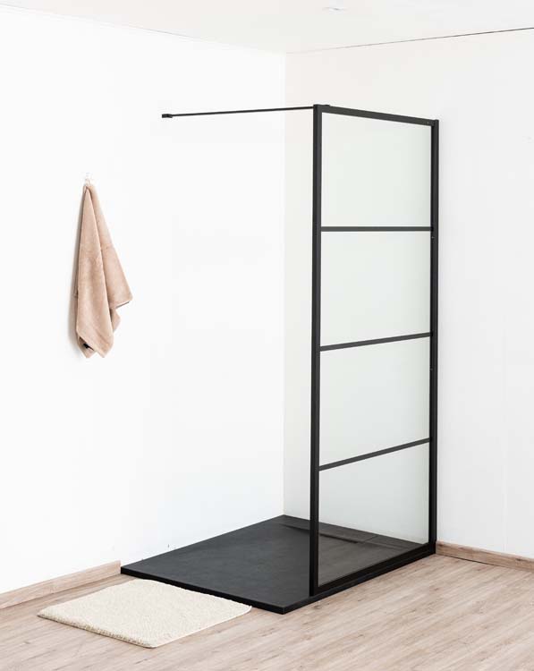 Paroi de douche Ugo profile noire 100x200cm avec barre