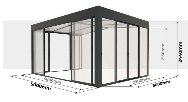Veranda Versailles alu antraciet 500 x 300 x 240 cm