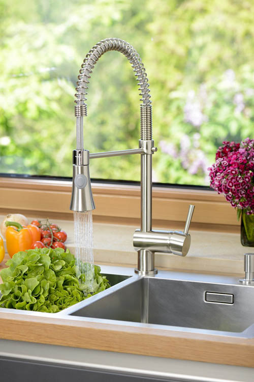 Robinet de cuisine Charlotte inox-look spiraalveer