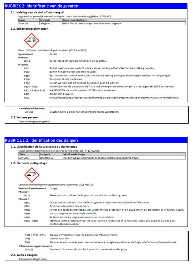 CA clean contre la rouille, la chaux et le voile de ciment