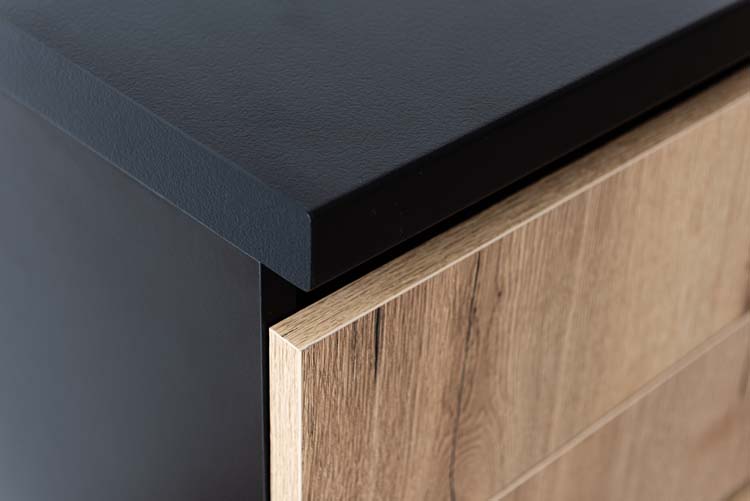 Armoire de cuisine Plenti avec 3 tiroirs noirs/aspect bois 60x78cm