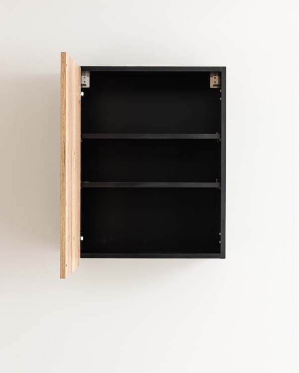 Keukenkast Plenti hangkast zwart/houtlook 60x78cm