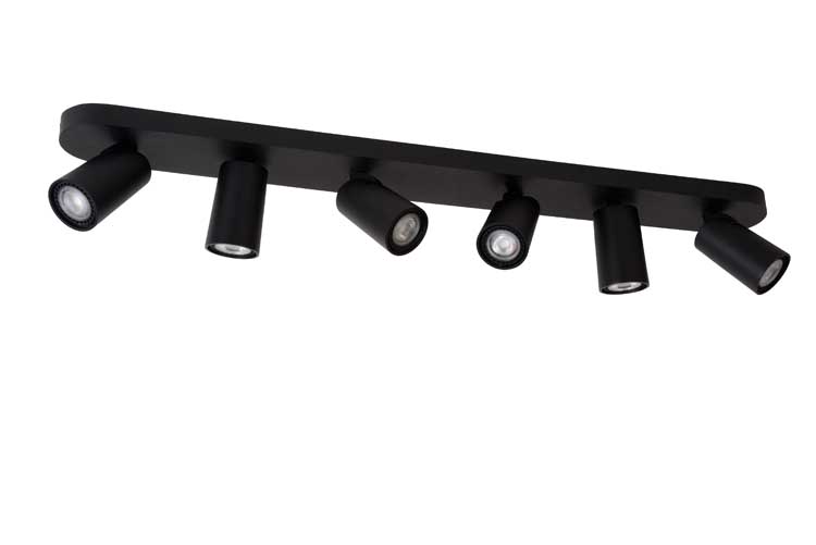 Lucide XYRUS - Plafondspot - LED Dim to warm - GU10 - 6x5W 3000K/2200K - Zwart