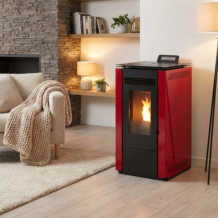 Poêle à pellets Modèle 10 - 9,3kW - 185m³ - bordeaux - 102x44x48cm
